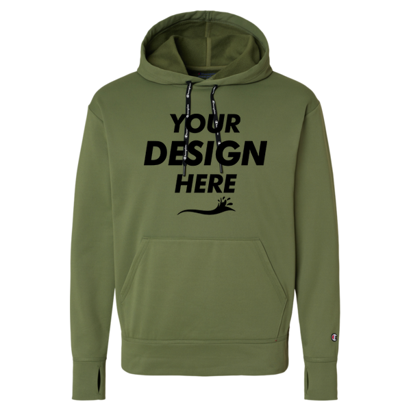 Champion Unisex Sport Hooded Sweatshirt, Fresh Olive, Front view, Mockup