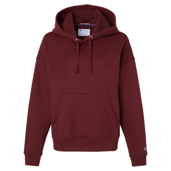 Champion Women's Powerblend® Hooded Sweatshirt, Maroon, Front view