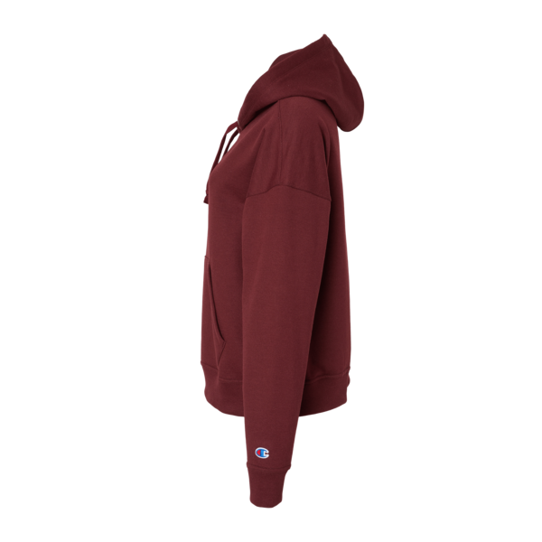 Champion Women's Powerblend® Hooded Sweatshirt, Maroon, Left Sleeve view