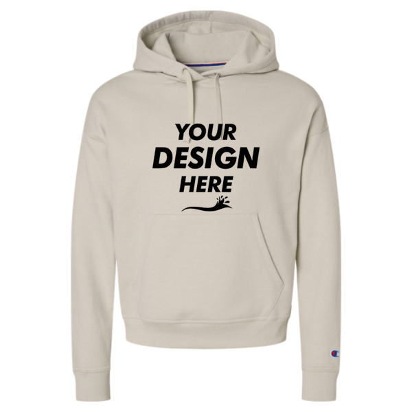Champion Women's Powerblend® Hooded Sweatshirt, Sand, Front view, Mockup