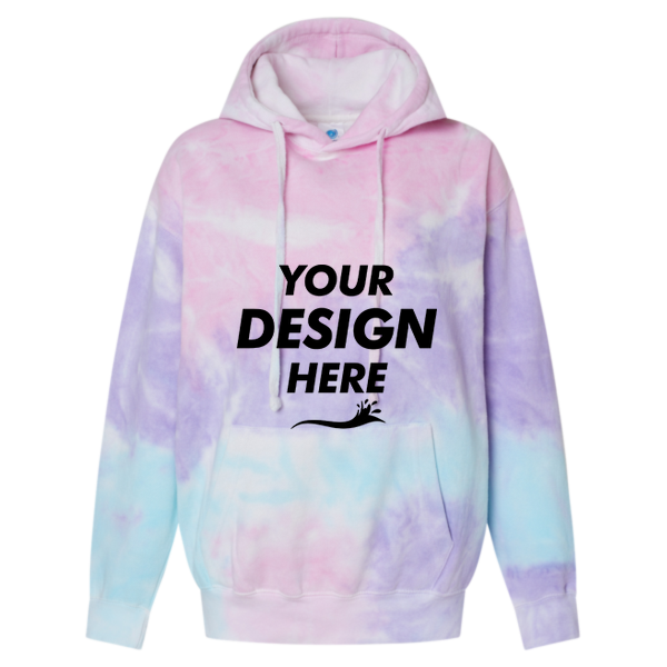 Colortone Unisex Tie-Dyed Hooded Sweatshirt, Cotton Candy, Front view, Mockup