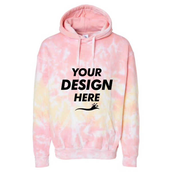 Colortone Unisex Tie-Dyed Hooded Sweatshirt, Funnel Cake, Front view, Mockup