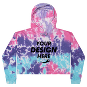 Colortone Women's Tie-Dyed Crop Hooded Sweatshirt, Cotton Candy, Front view, Mockup