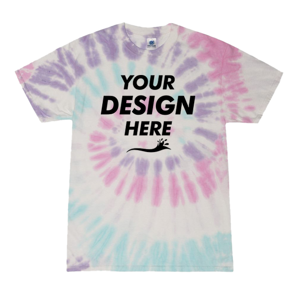 Colortone Youth Multi-Color Tie-Dyed T-Shirt, Acadia / Acadia, Front view, Mockup