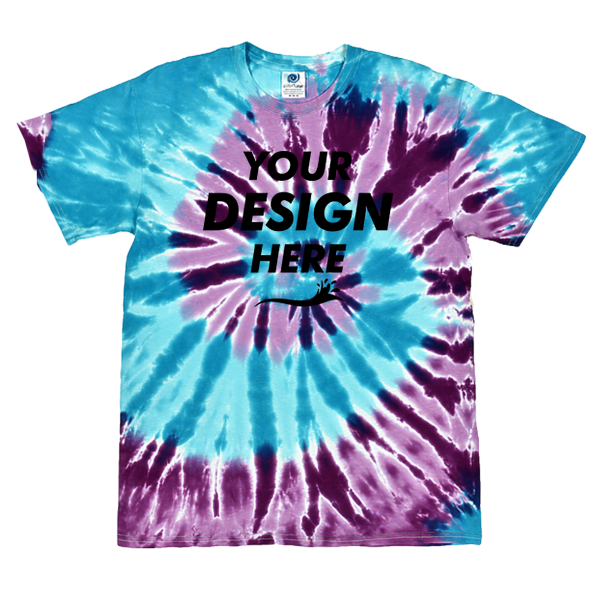 Colortone Youth Multi-Color Tie-Dyed T-Shirt, Barbados / Barbados, Front view, Mockup