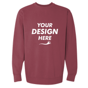 Comfort Colors Unisex Garment-Dyed Crewneck Sweatshirt, Crimson, Front view, Mockup