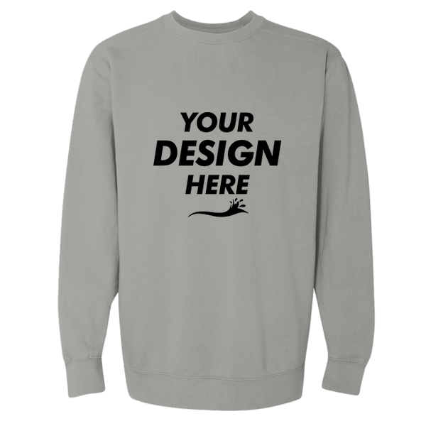 Comfort Colors Unisex Garment-Dyed Crewneck Sweatshirt, Grey, Front view, Mockup