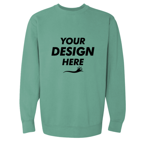 Comfort Colors Unisex Garment-Dyed Crewneck Sweatshirt, Seafoam, Front view, Mockup