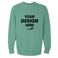 Comfort Colors Unisex Garment-Dyed Crewneck Sweatshirt, Seafoam, Front view, Mockup