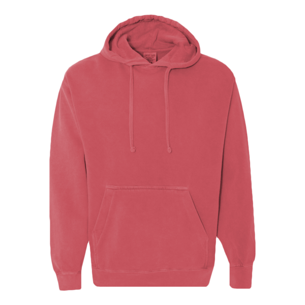 Comfort Colors Unisex Garment-Dyed Hooded Sweatshirt, Crimson, Front view