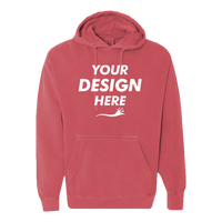 Comfort Colors Unisex Garment-Dyed Hooded Sweatshirt, Crimson, Front view, Mockup