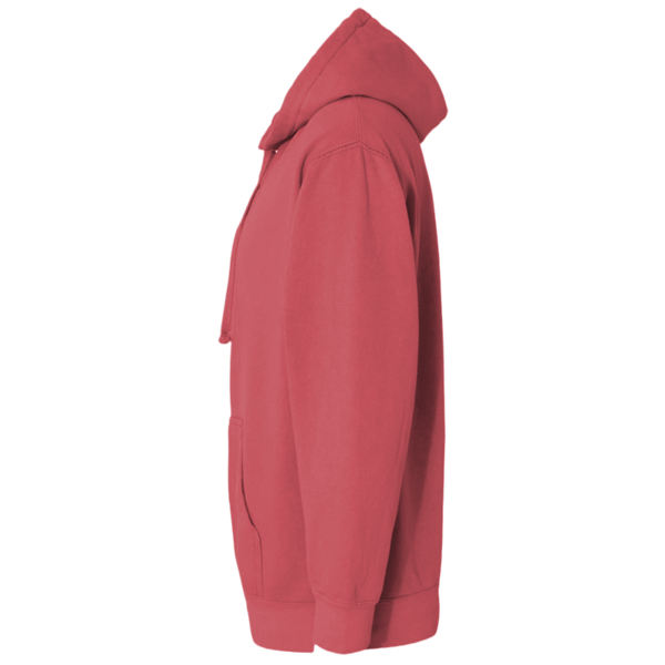 Comfort Colors Unisex Garment-Dyed Hooded Sweatshirt, Crimson, Left Sleeve view