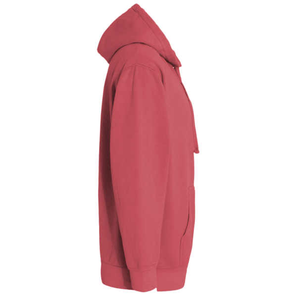 Comfort Colors Unisex Garment-Dyed Hooded Sweatshirt, Crimson, Right Sleeve view