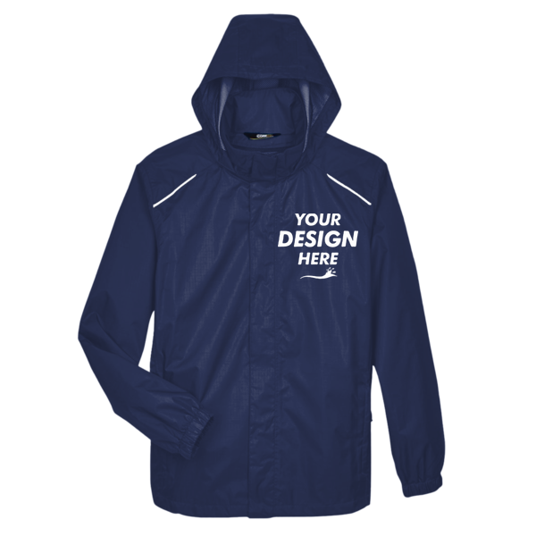 Core 365 Men's Climate Seam Sealed Lightweight Variegated Ripstop Jacket, Classic Navy, Front view, Mockup
