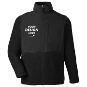 Core 365 Men's Journey Summit Hybrid Full-Zip, Black / Black, Front view, Mockup