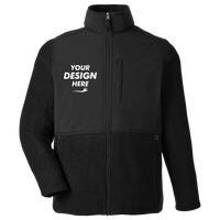 Core 365 Men's Journey Summit Hybrid Full-Zip, Black / Black, Front view, Mockup