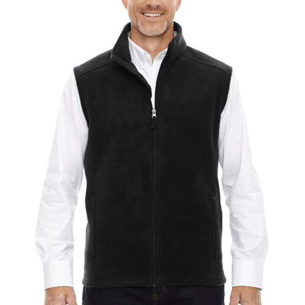 Core 365 Men's Tall Journey Fleece Vest, Black, Front view