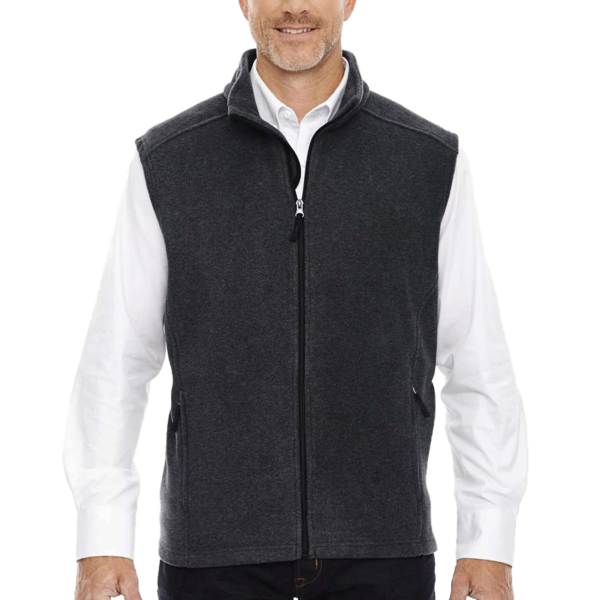 Core 365 Men's Tall Journey Fleece Vest, Heather Charcoal, Front view