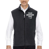 Core 365 Men's Tall Journey Fleece Vest, Heather Charcoal, Front view, Mockup