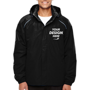 Core 365 Men's Tall Profile Fleece-Lined All-Season Jacket, Black, Front view, Mockup