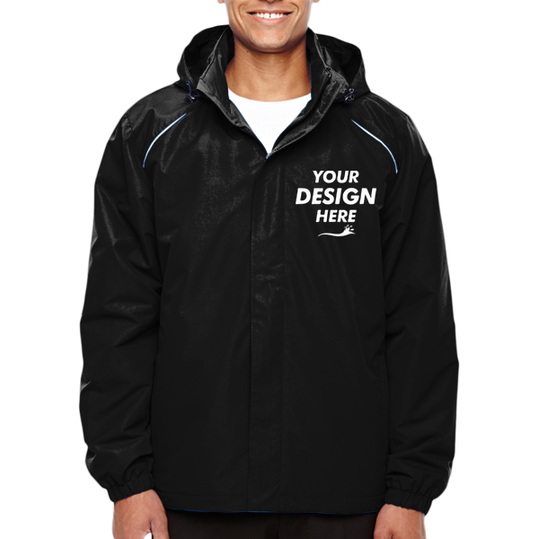 Core 365 Men's Tall Profile Fleece-Lined All-Season Jacket, Black, Front view, Mockup