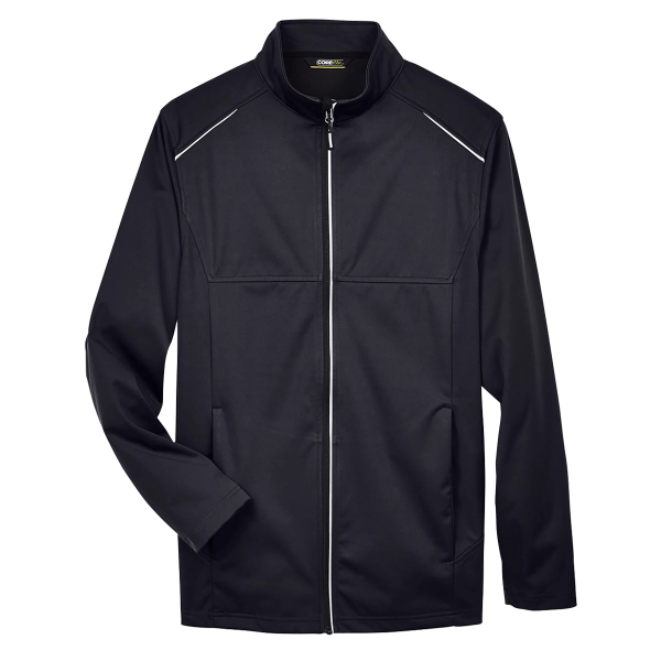 Core 365 Men's Tall Techno Lite Three-Layer Knit Tech-Shell, Black, Front view