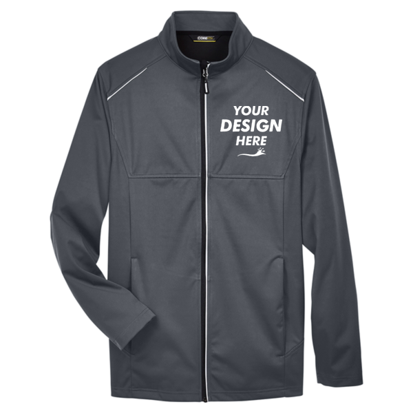 Core 365 Men's Tall Techno Lite Three-Layer Knit Tech-Shell, Carbon, Front view, Mockup