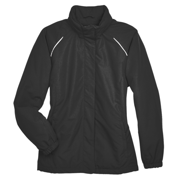 Core 365 Women's Profile Fleece-Lined All-Season Jacket, Black, Front view