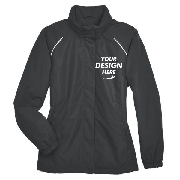 Core 365 Women's Profile Fleece-Lined All-Season Jacket, Carbon, Front view, Mockup