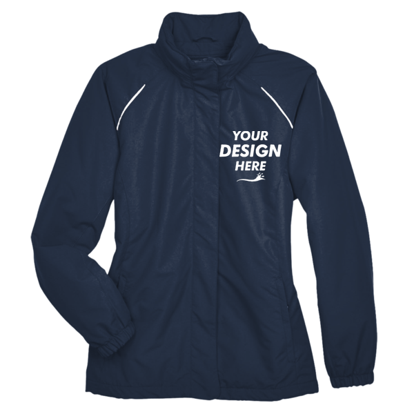 Core 365 Women's Profile Fleece-Lined All-Season Jacket, Classic Navy, Front view, Mockup