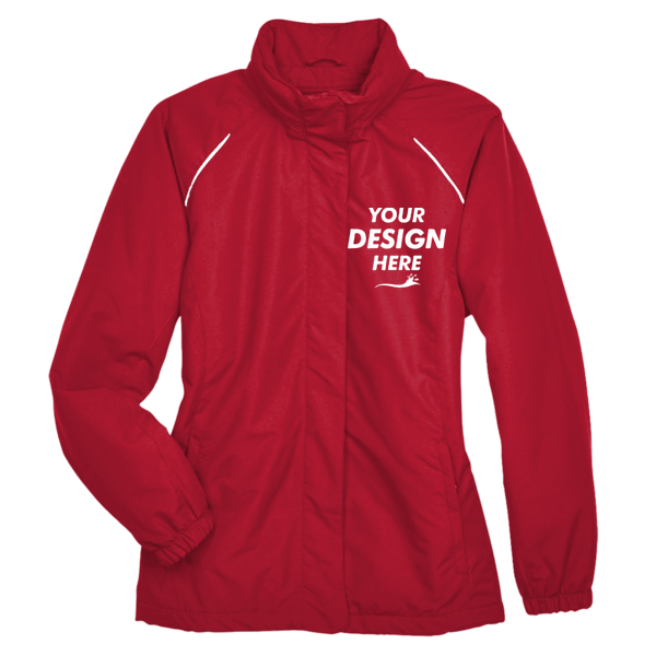 Core 365 Women's Profile Fleece-Lined All-Season Jacket, Classic Red, Front view, Mockup