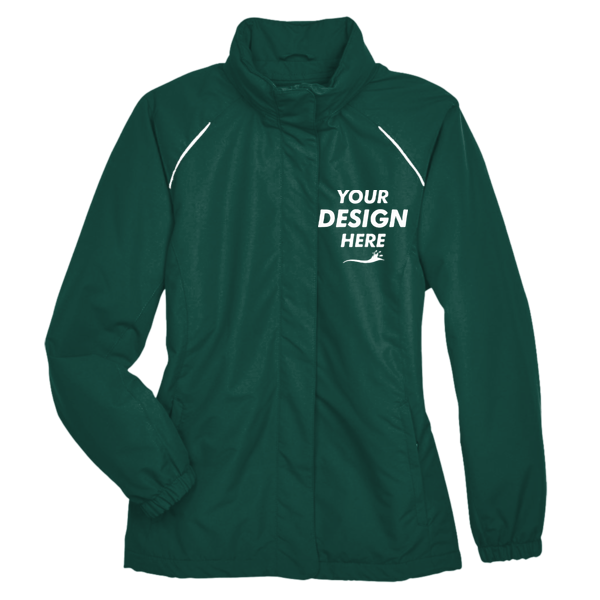 Core 365 Women's Profile Fleece-Lined All-Season Jacket, Forest, Front view, Mockup