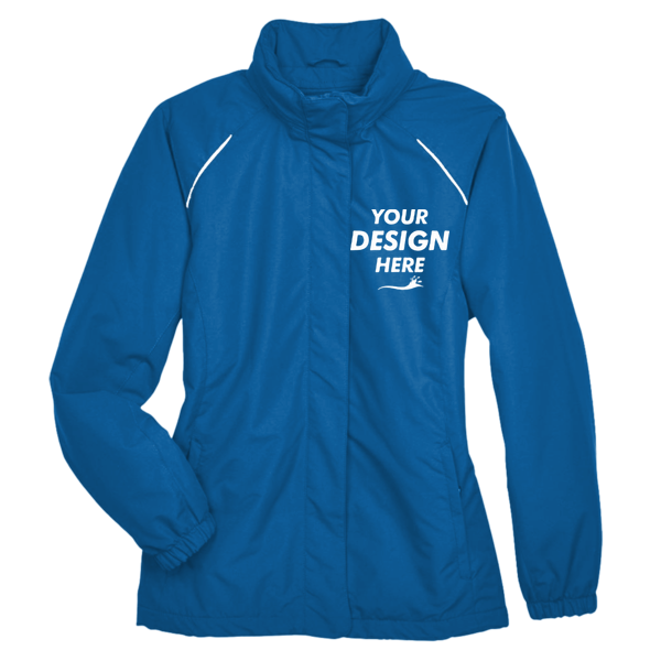 Core 365 Women's Profile Fleece-Lined All-Season Jacket, True Royal, Front view, Mockup