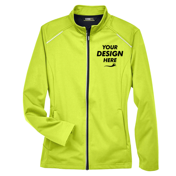 Core 365 Women's Techno Lite Three-Layer Knit Tech-Shell, Safety Yellow, Front view, Mockup
