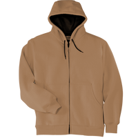 CornerStone Heavyweight Full Zip Hooded Sweatshirt with Thermal Lining, Duck Brown, Front view