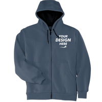 CornerStone Heavyweight Full Zip Hooded Sweatshirt with Thermal Lining, Navy, Front view, Mockup