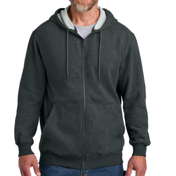 CornerStone Tough Fleece Full Zip Hoodie, Charcoal Heather, Front view