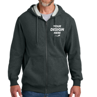 CornerStone Tough Fleece Full Zip Hoodie, Charcoal Heather, Front view, Mockup