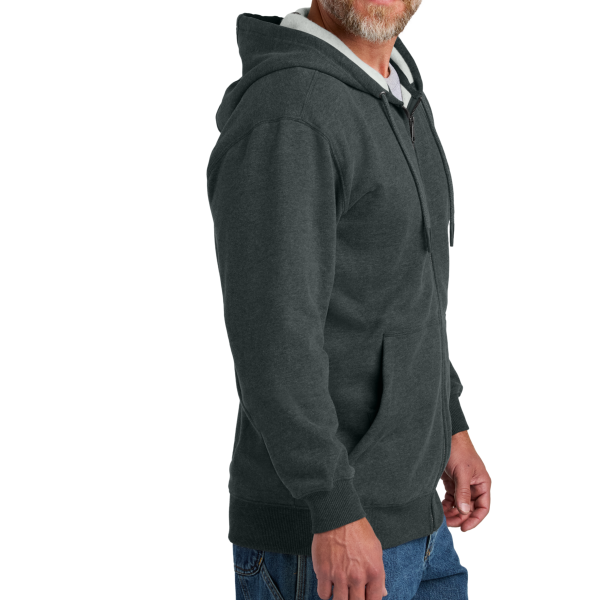 CornerStone Tough Fleece Full Zip Hoodie, Charcoal Heather, Right Sleeve view