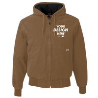 DRI DUCK Men's Cheyenne Boulder Cloth™ Hooded Jacket with Tricot Quilt Lining, Field Khaki, Front view, Mockup