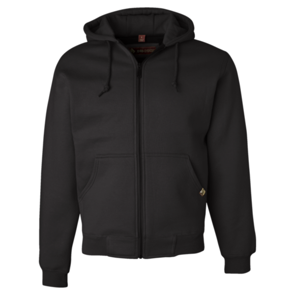 DRI DUCK Men's Crossfire Heavyweight Power Fleece Hooded Jacket with Thermal Lining, Black, Front view