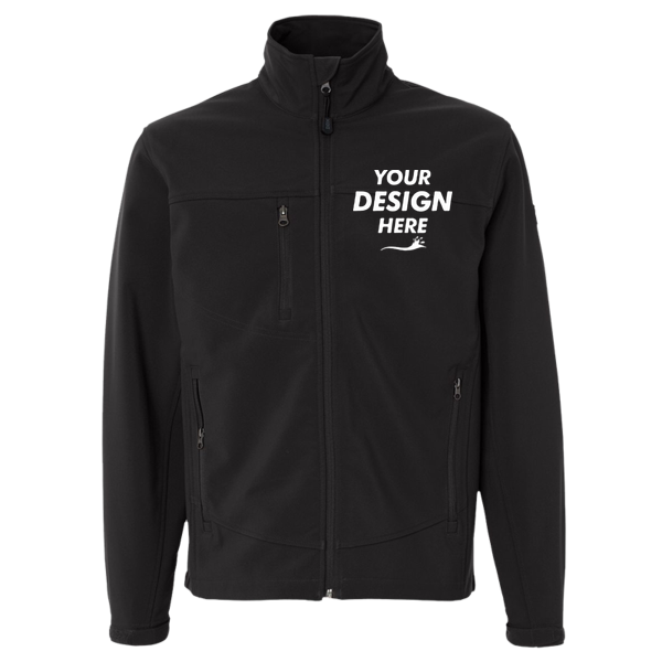 DRI DUCK Men's Motion Soft Shell Jacket, Black / Black, Front view, Mockup