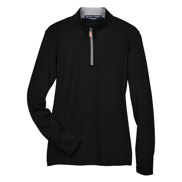 Devon & Jones Women's DRYTEC20™ Performance Quarter-Zip Pullover, Black / Grey Heather / Graphite, Front view