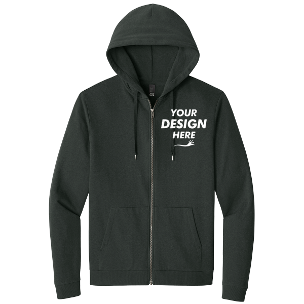 District Perfect Tri ® Fleece Full Zip Hoodie, Deepest Grey, Front view, Mockup