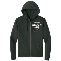 District Perfect Tri ® Fleece Full Zip Hoodie, Deepest Grey, Front view, Mockup