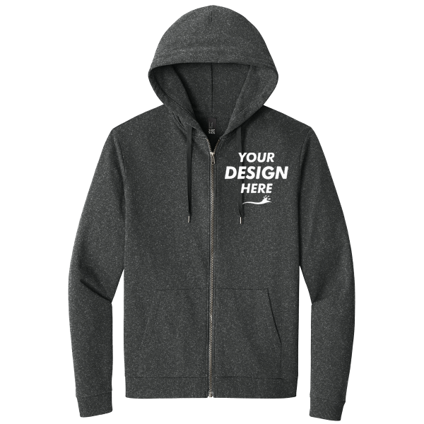 District Perfect Tri ® Fleece Full Zip Hoodie, Heathered Charcoal, Front view, Mockup