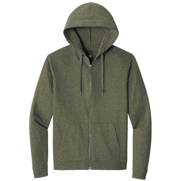 District Perfect Tri ® Fleece Full Zip Hoodie, Military Green Frost, Front view