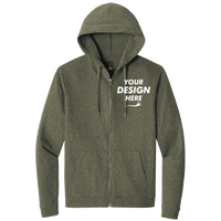 District Perfect Tri ® Fleece Full Zip Hoodie, Military Green Frost, Front view, Mockup