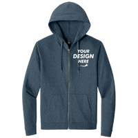 District Perfect Tri ® Fleece Full Zip Hoodie, Navy Frost, Front view, Mockup