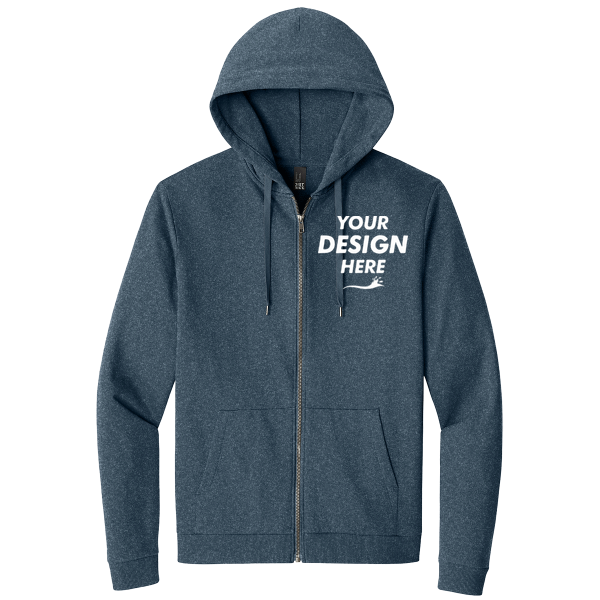 District Perfect Tri ® Fleece Full Zip Hoodie, Navy Frost, Front view, Mockup